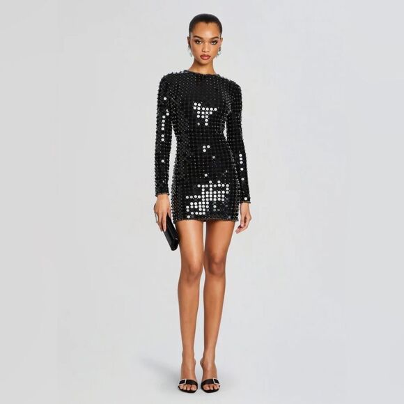 Retrofete Loreen Disc Sequin Rhinestone Long Sleeve Minj Dress size Medium NWT - Picture 1 of 12